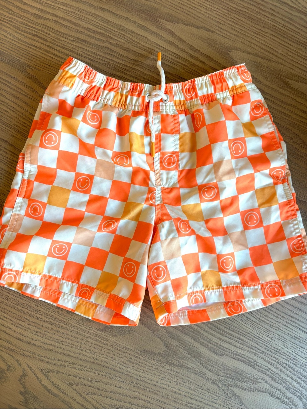 Cat & Jack Orange and White Checkered Swim Trunks